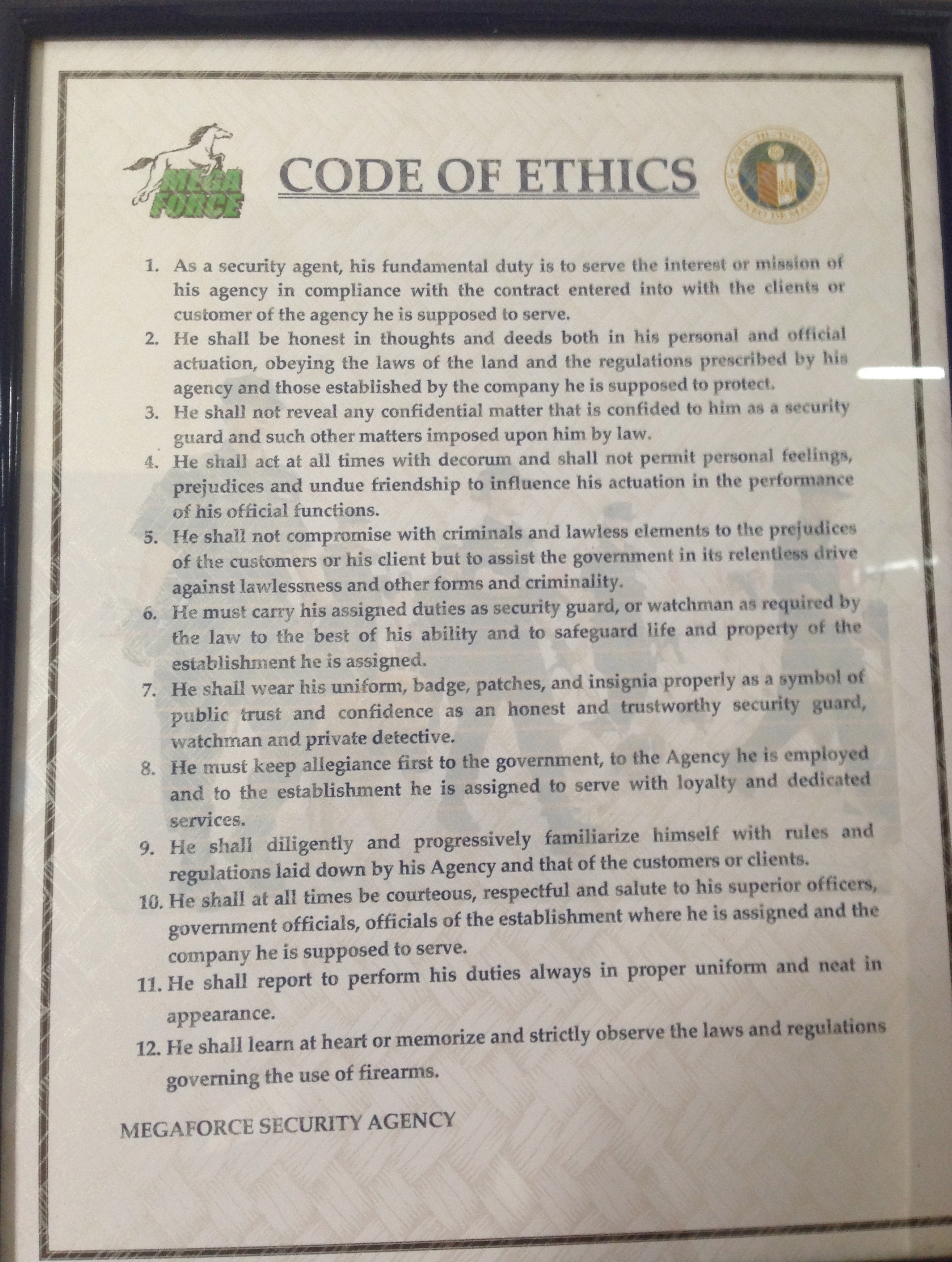 Jossaesippicg ダウンロード Security Officer Code Of Ethics Of Security Guard